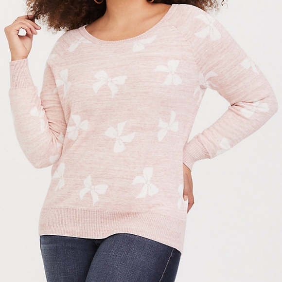 torrid Sweaters - Blush bow print sweater top